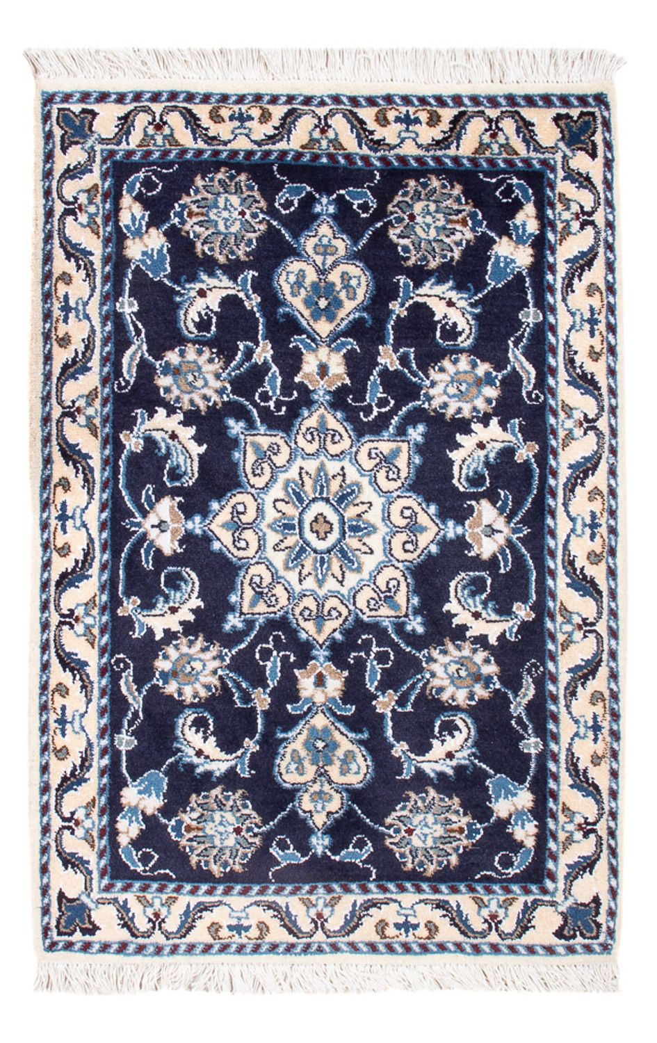 Tapis persan - Nain - Royal - 90 x 60 cm - bleu foncé