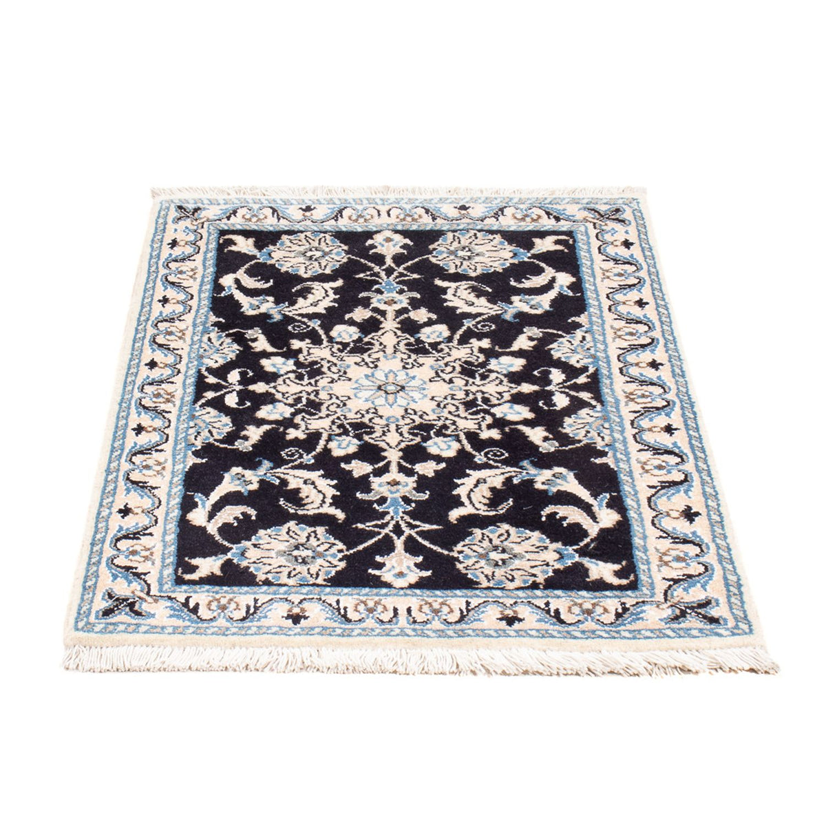 Tapis persan - Nain - Royal - 90 x 60 cm - bleu foncé