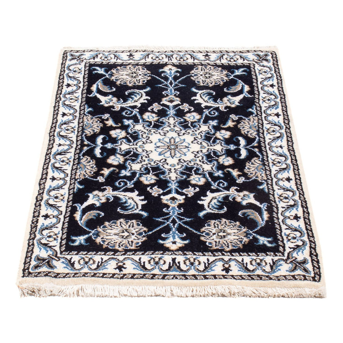 Tapis persan - Nain - Royal - 90 x 60 cm - bleu foncé