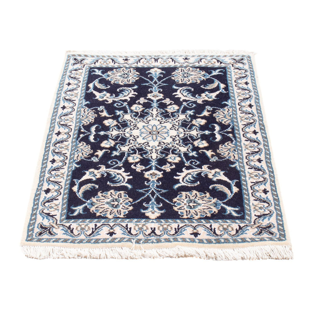 Tapis persan - Nain - Royal - 90 x 60 cm - bleu foncé