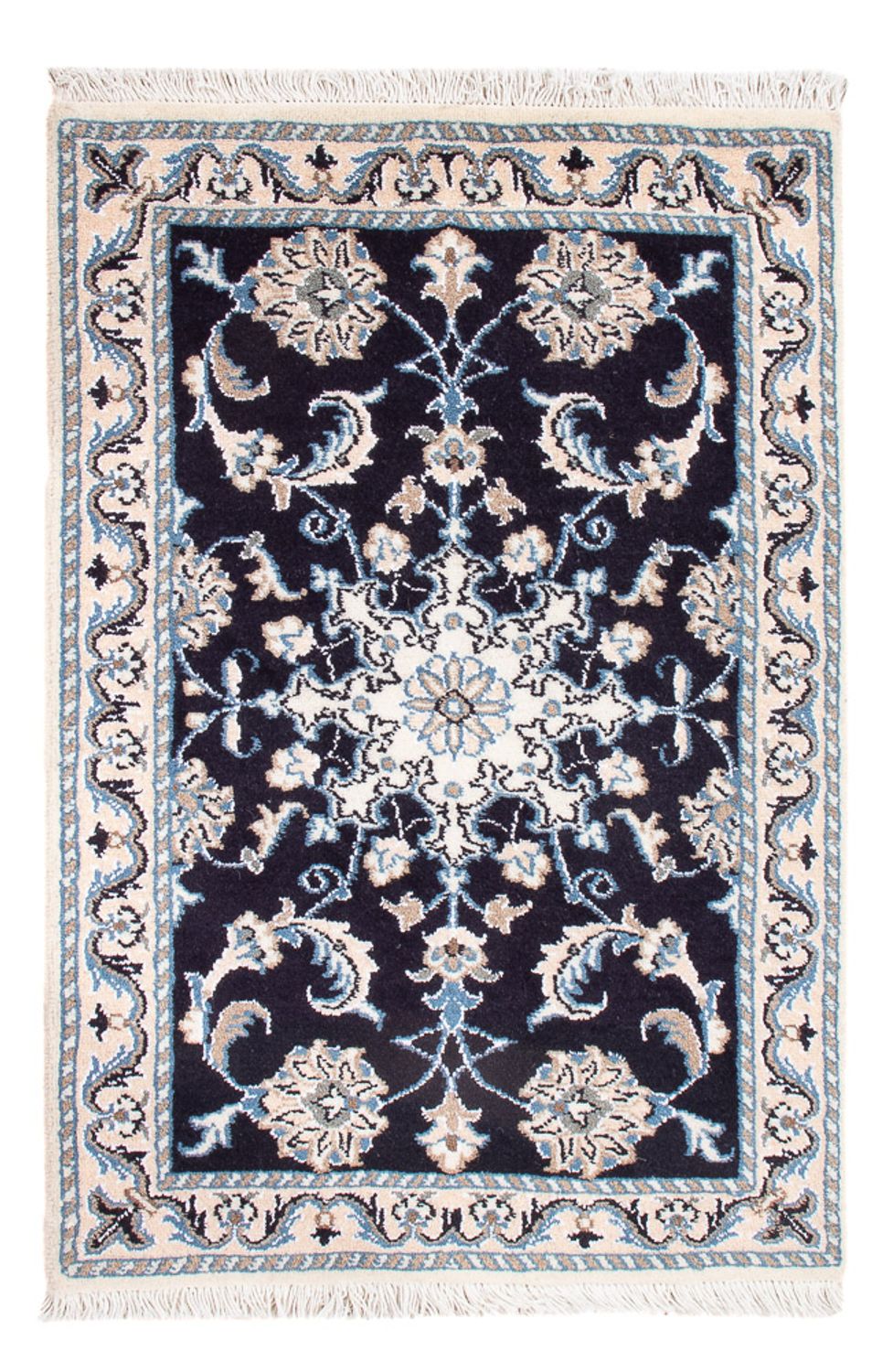 Tapis persan - Nain - Royal - 90 x 60 cm - bleu foncé