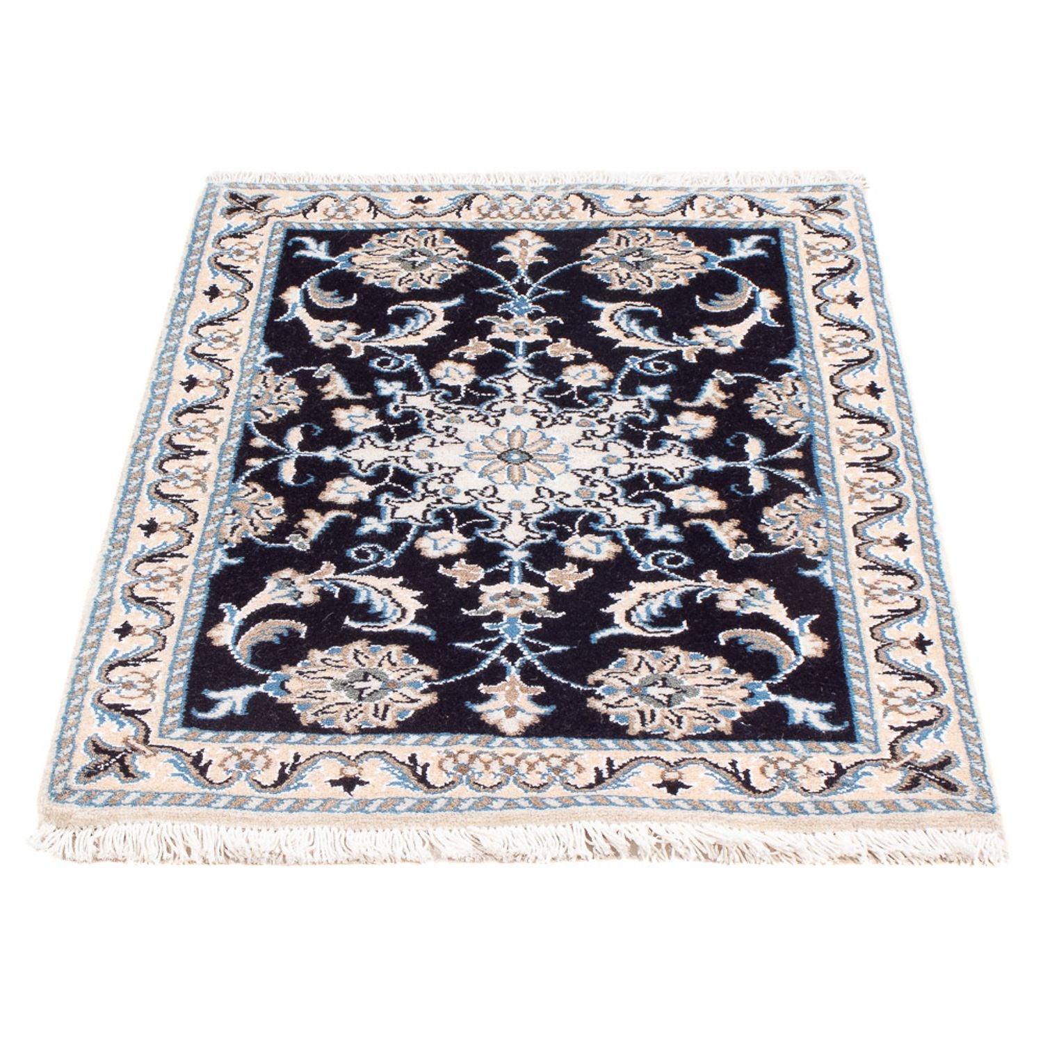 Tapis persan - Nain - Royal - 90 x 60 cm - bleu foncé