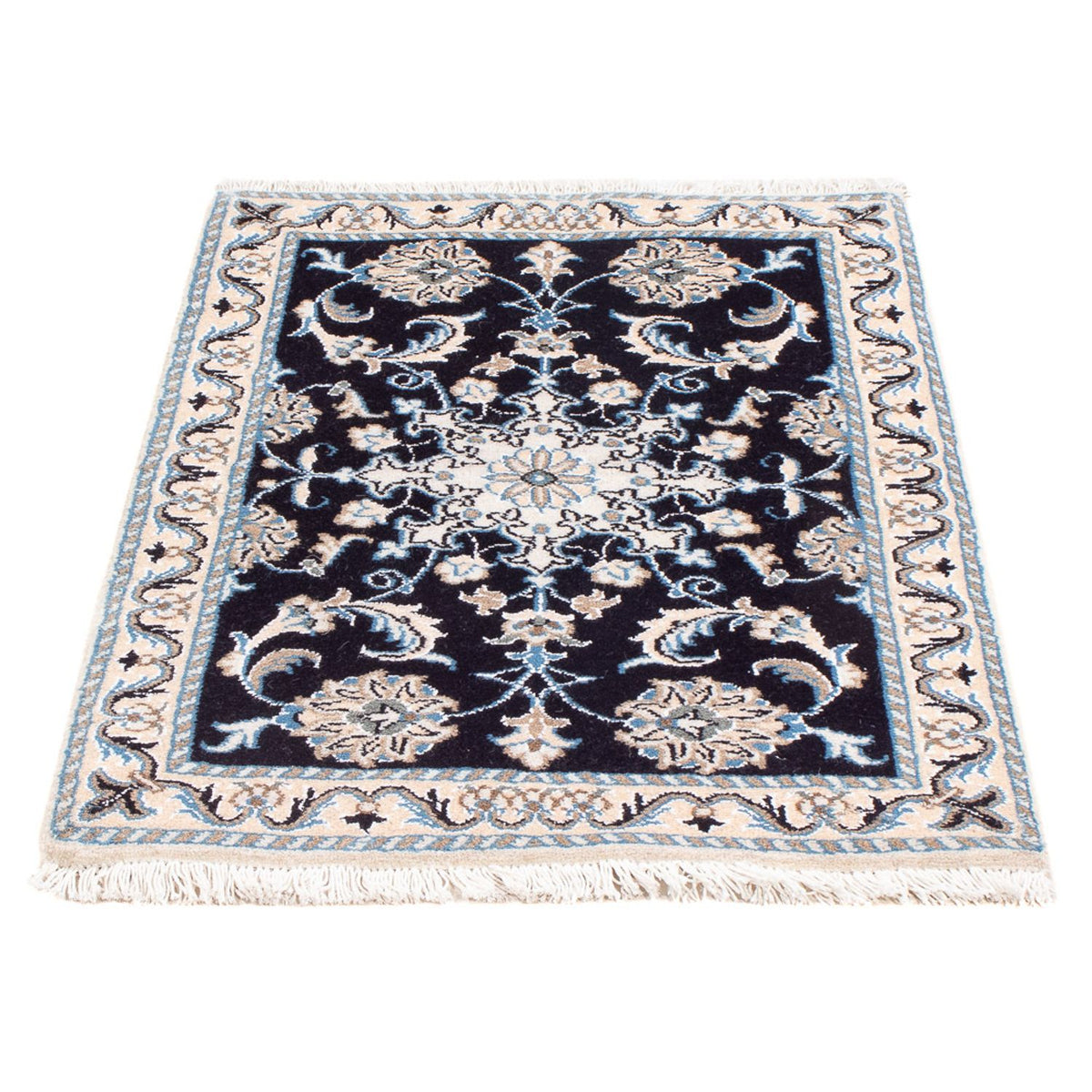 Tapis persan - Nain - Royal - 90 x 60 cm - bleu foncé