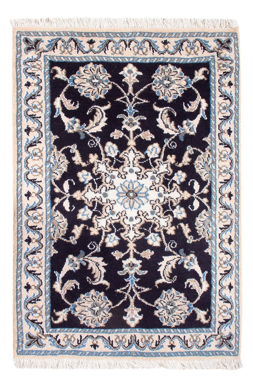 Tapis persan - Nain - Royal - 90 x 60 cm - bleu foncé