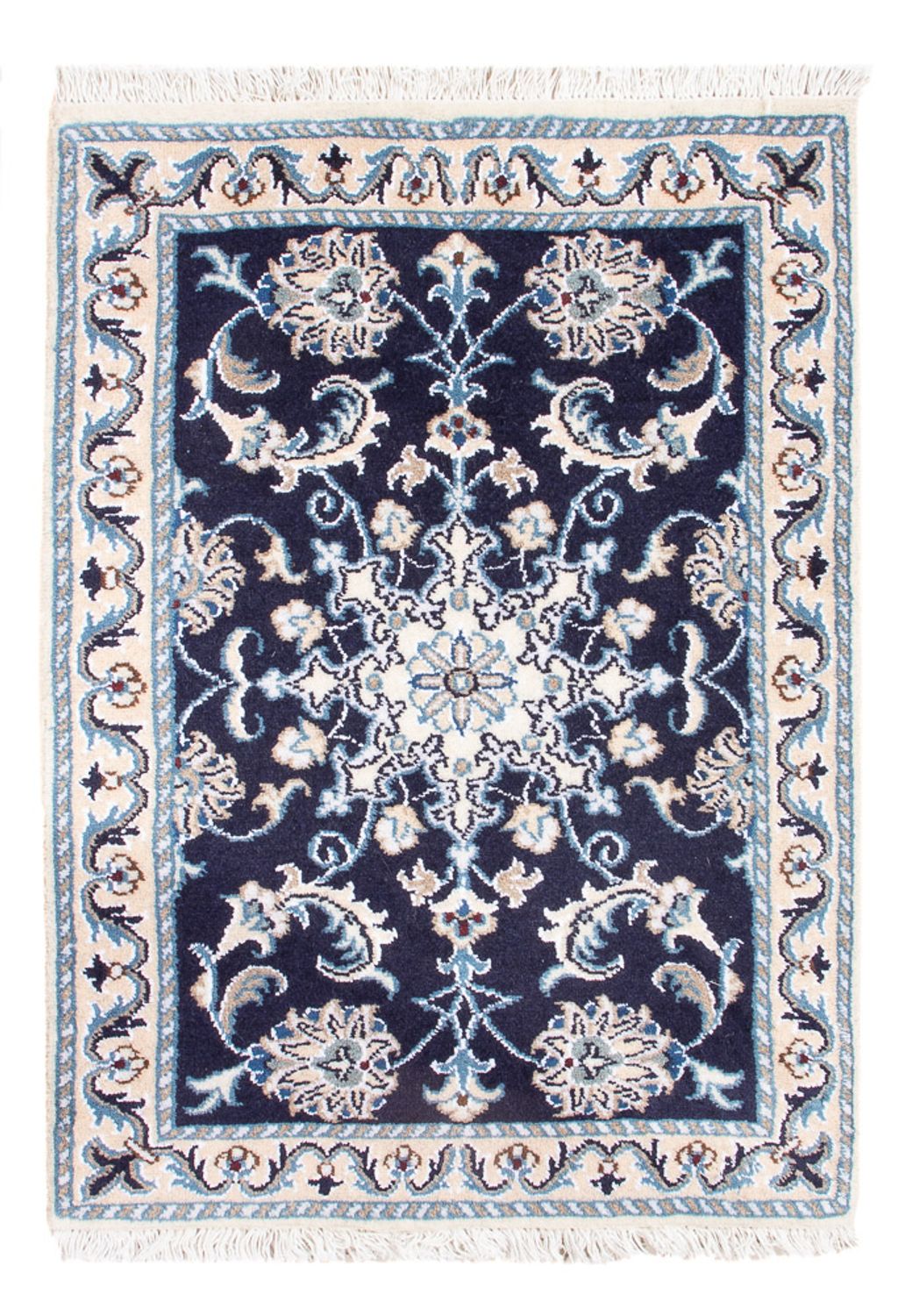 Tapis persan - Nain - Royal - 90 x 60 cm - bleu foncé