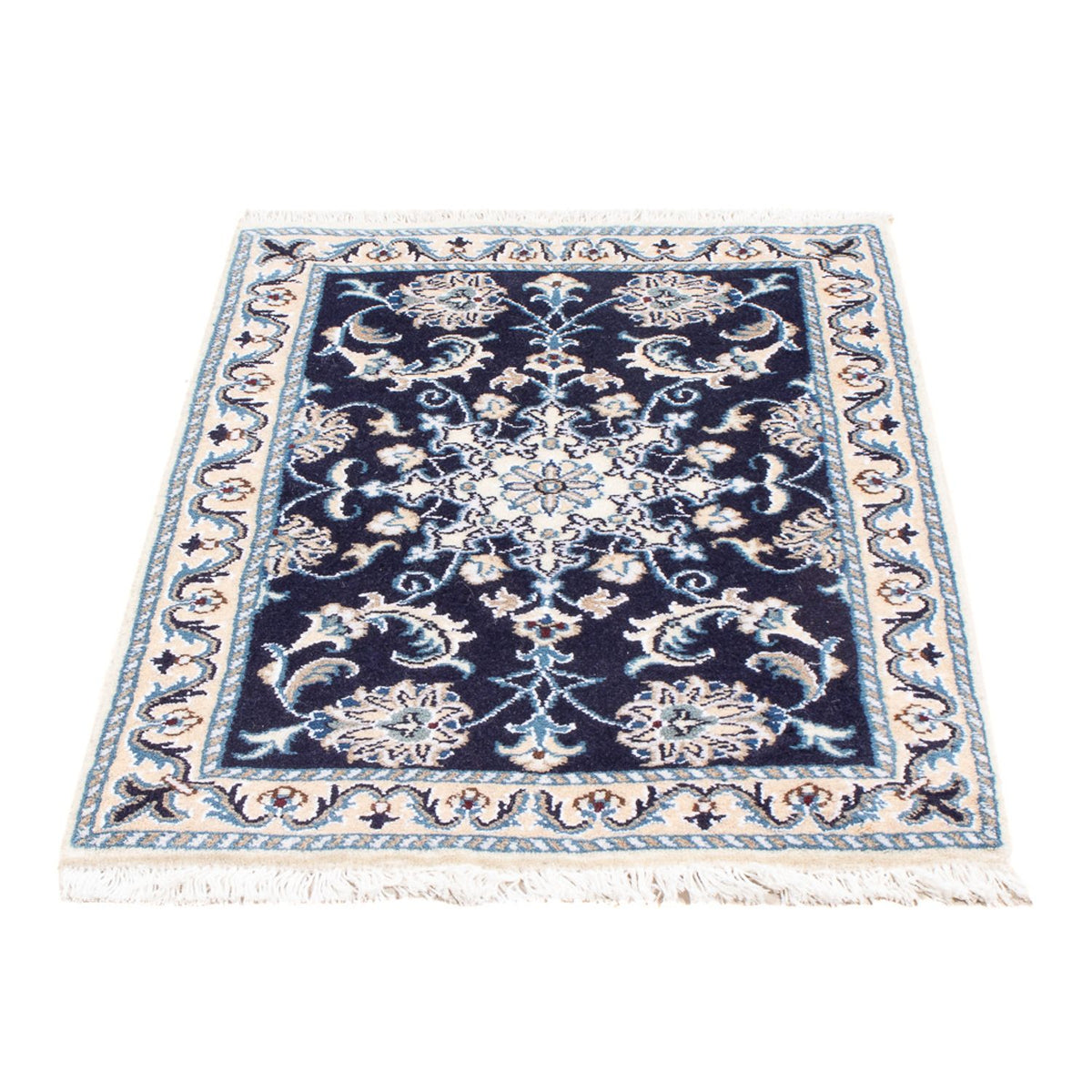 Tapis persan - Nain - Royal - 90 x 60 cm - bleu foncé