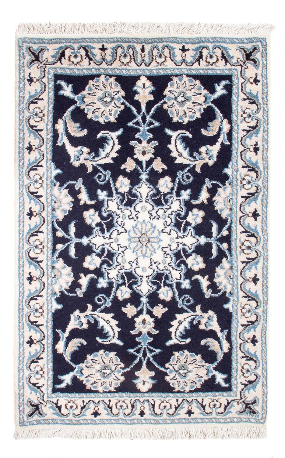 Tapis persan - Nain - Royal - 90 x 60 cm - bleu foncé