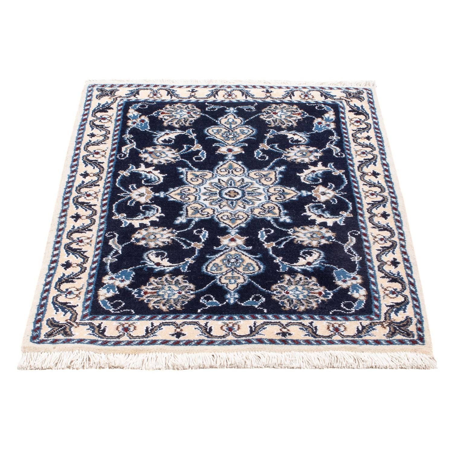 Tapis persan - Nain - Royal - 90 x 60 cm - bleu foncé