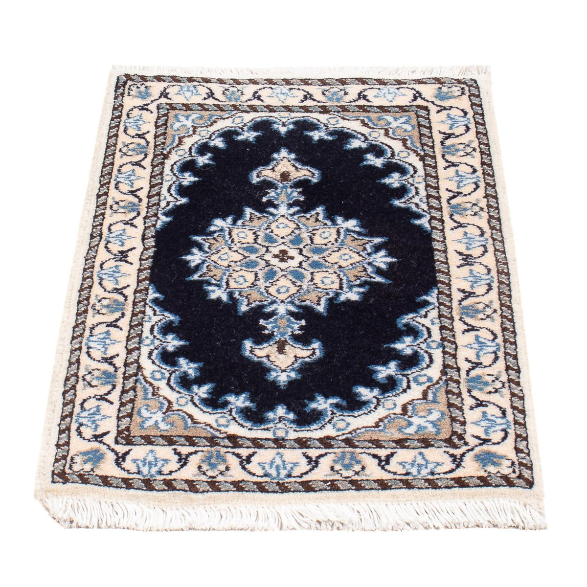 Tapis persan - Nain - Royal - 60 x 40 cm - bleu foncé