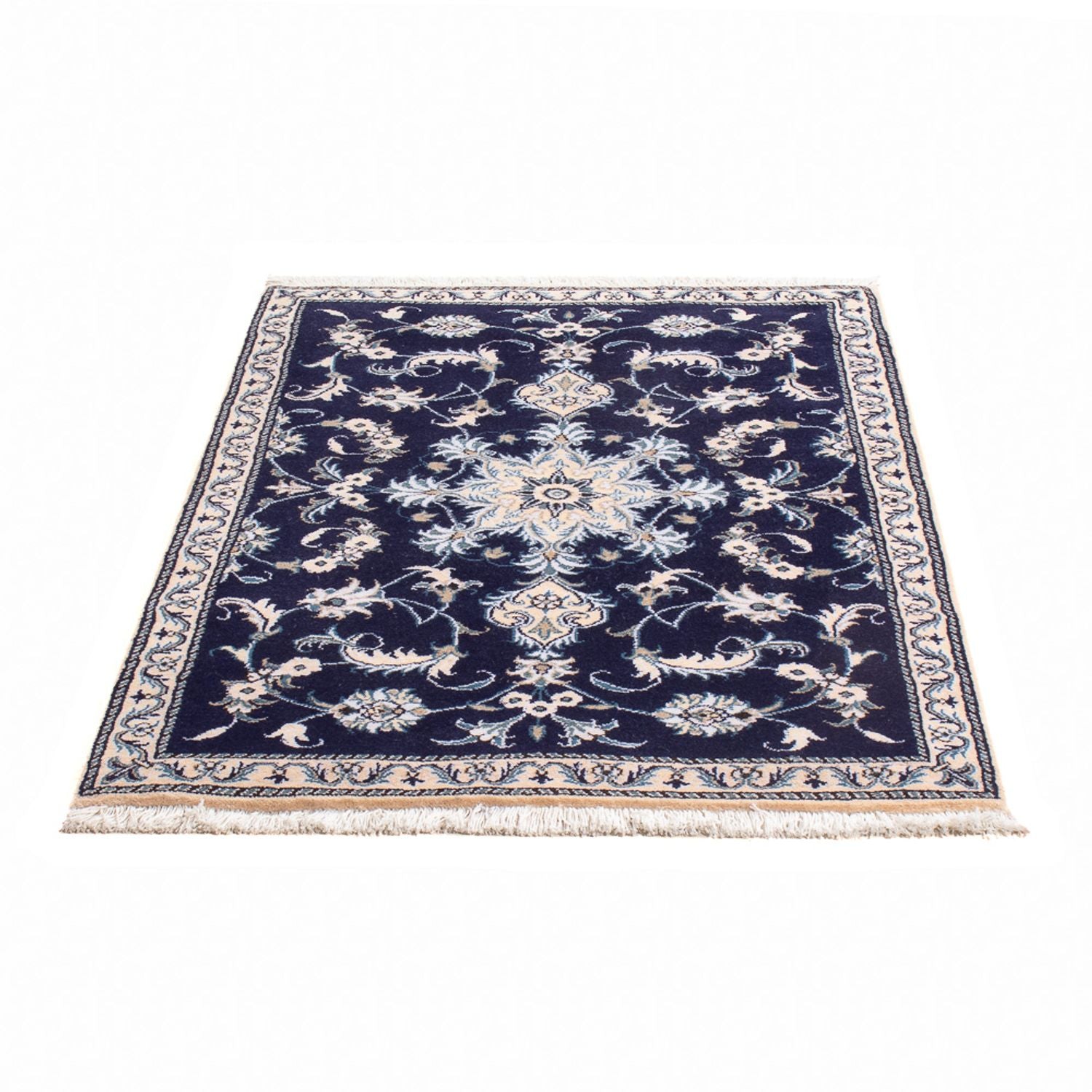 Tapis persan - Nain - 140 x 90 cm - bleu foncé