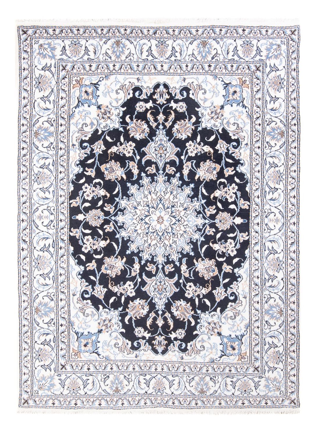 Tapis persan - Nain - Royal - 210 x 145 cm - bleu foncé