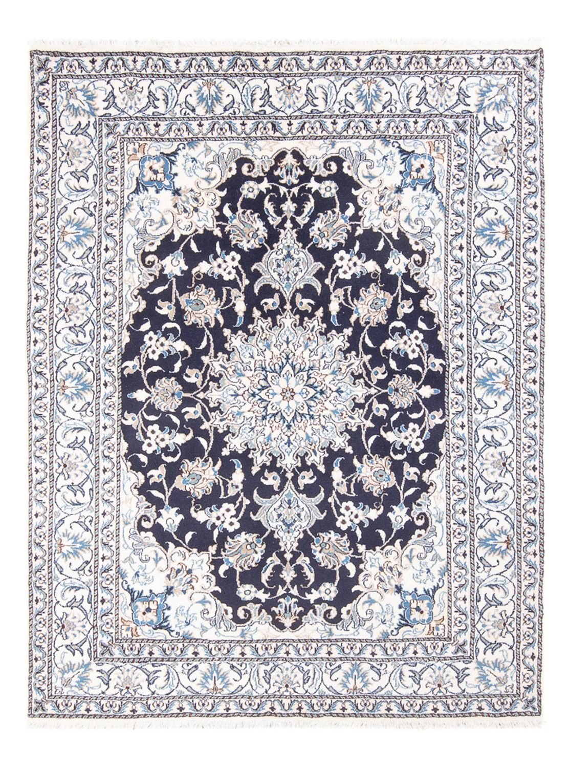 Tapis persan - Nain - Royal - 200 x 155 cm - bleu foncé