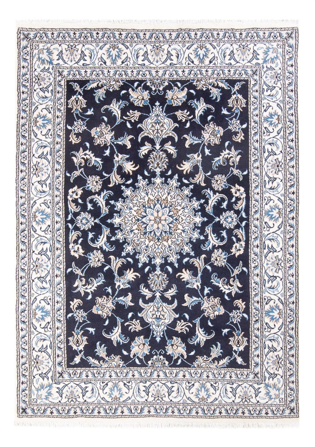 Tapis persan - Nain - Royal - 212 x 146 cm - bleu foncé