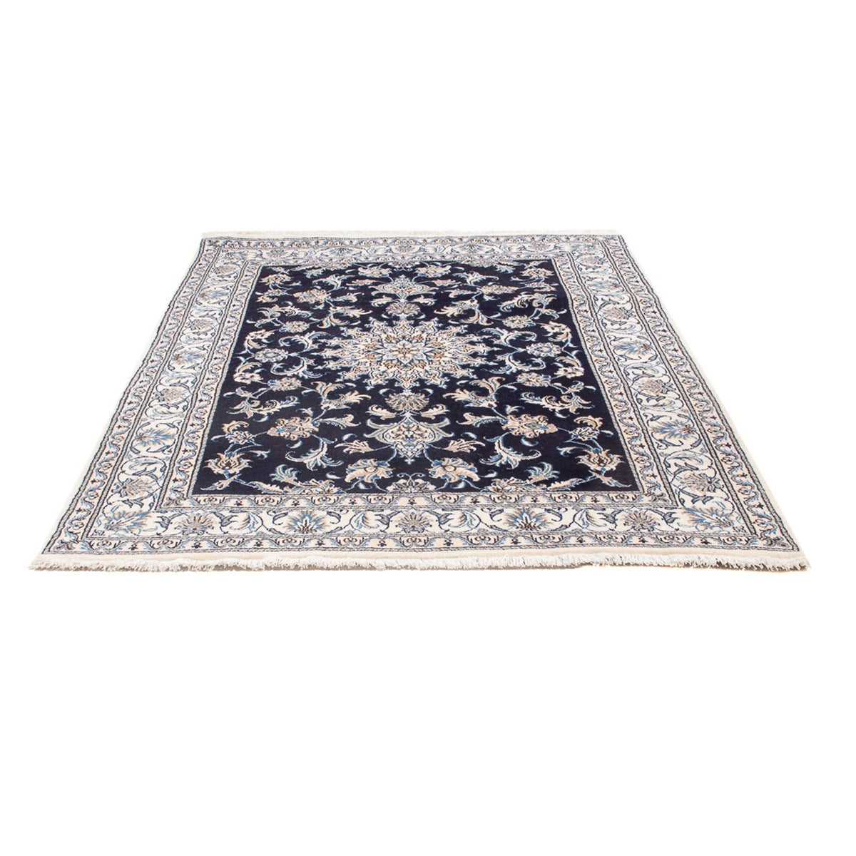 Tapis persan - Nain - Royal - 200 x 146 cm - bleu foncé