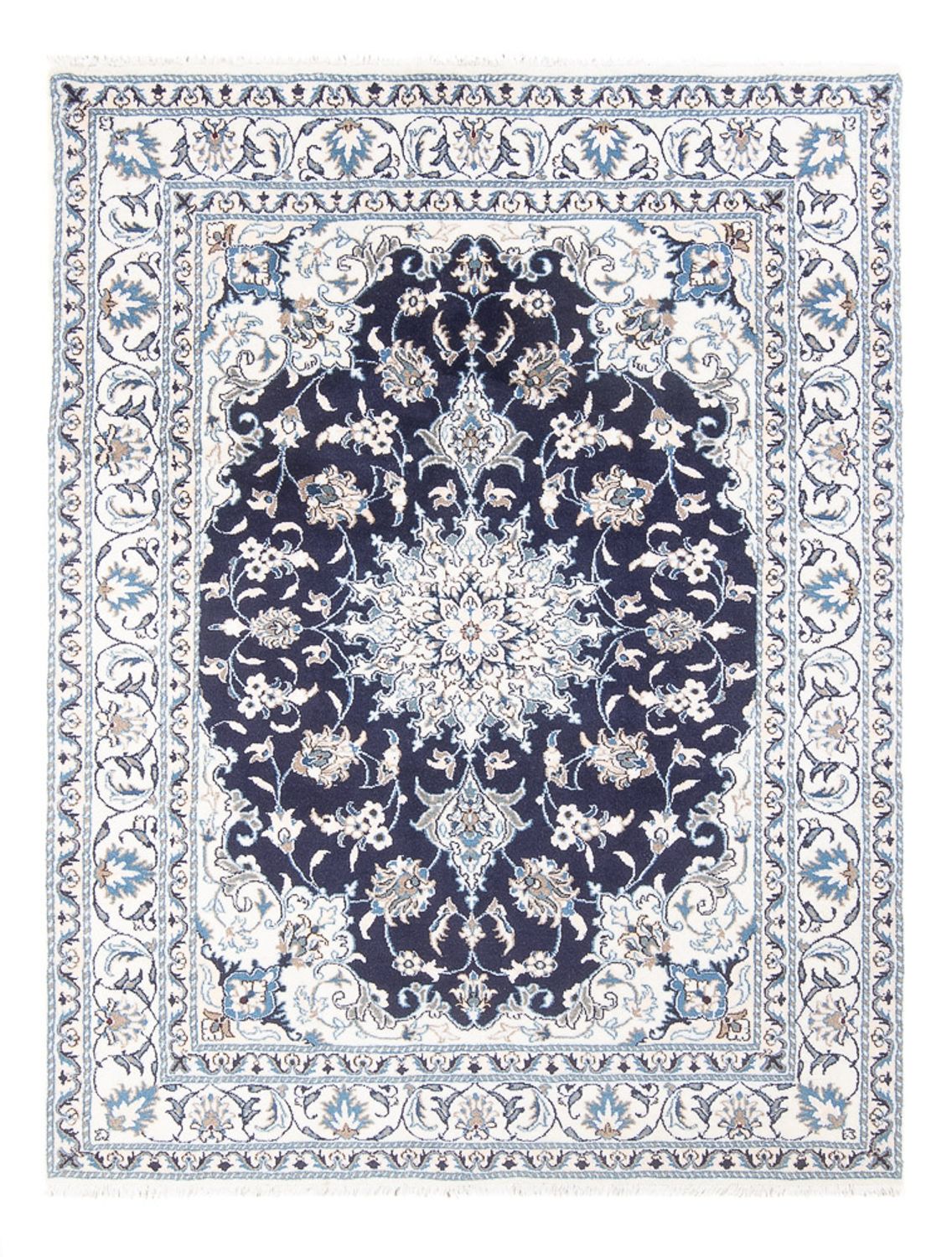 Tapis persan - Nain - Royal - 200 x 147 cm - bleu foncé