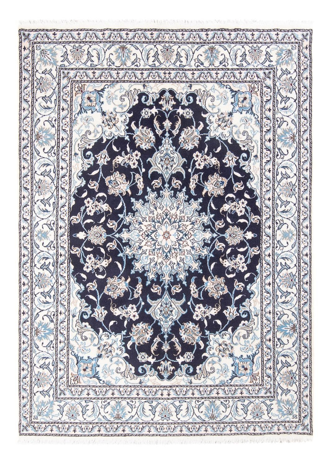 Tapis persan - Nain - Royal - 198 x 150 cm - bleu foncé