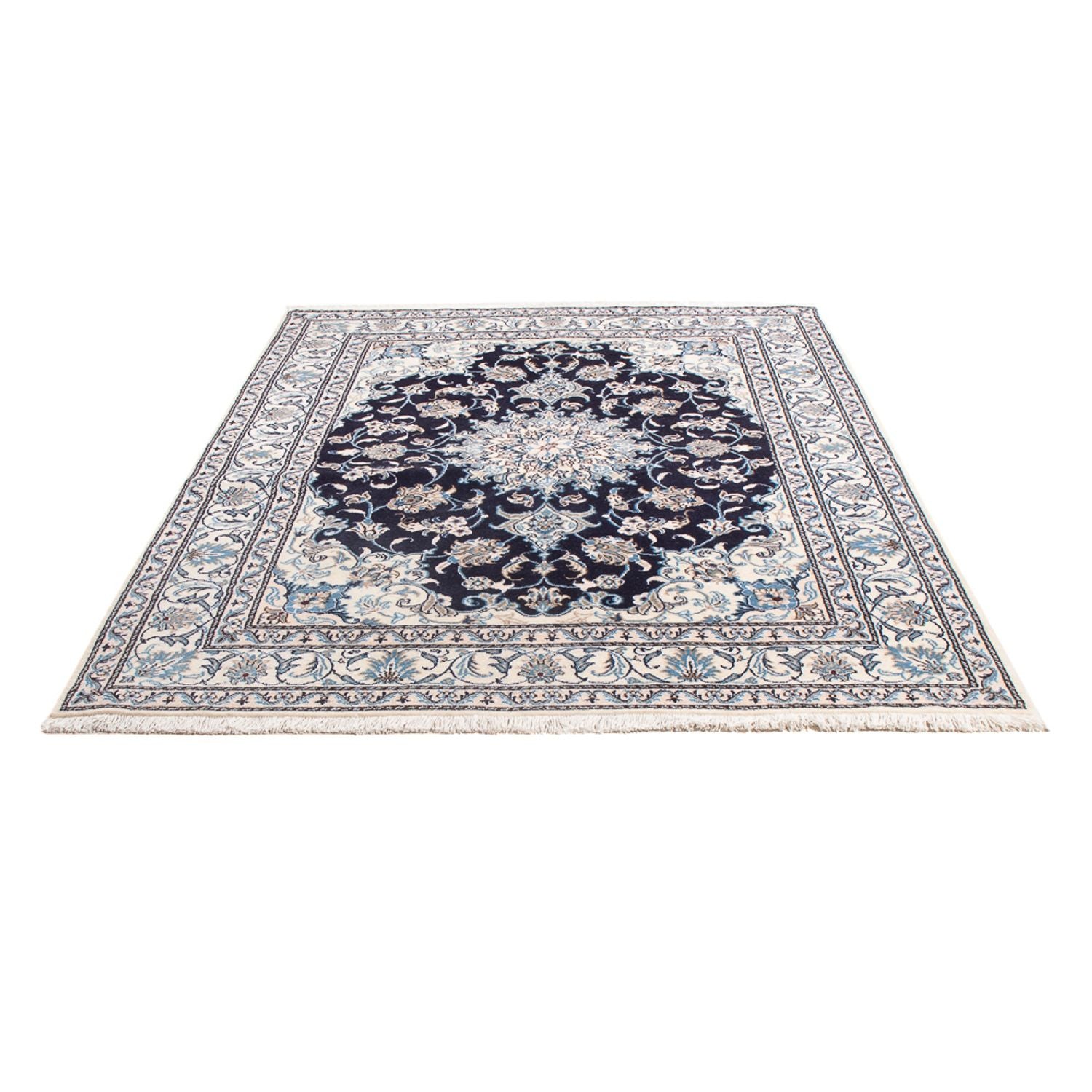 Tapis persan - Nain - Royal - 198 x 150 cm - bleu foncé