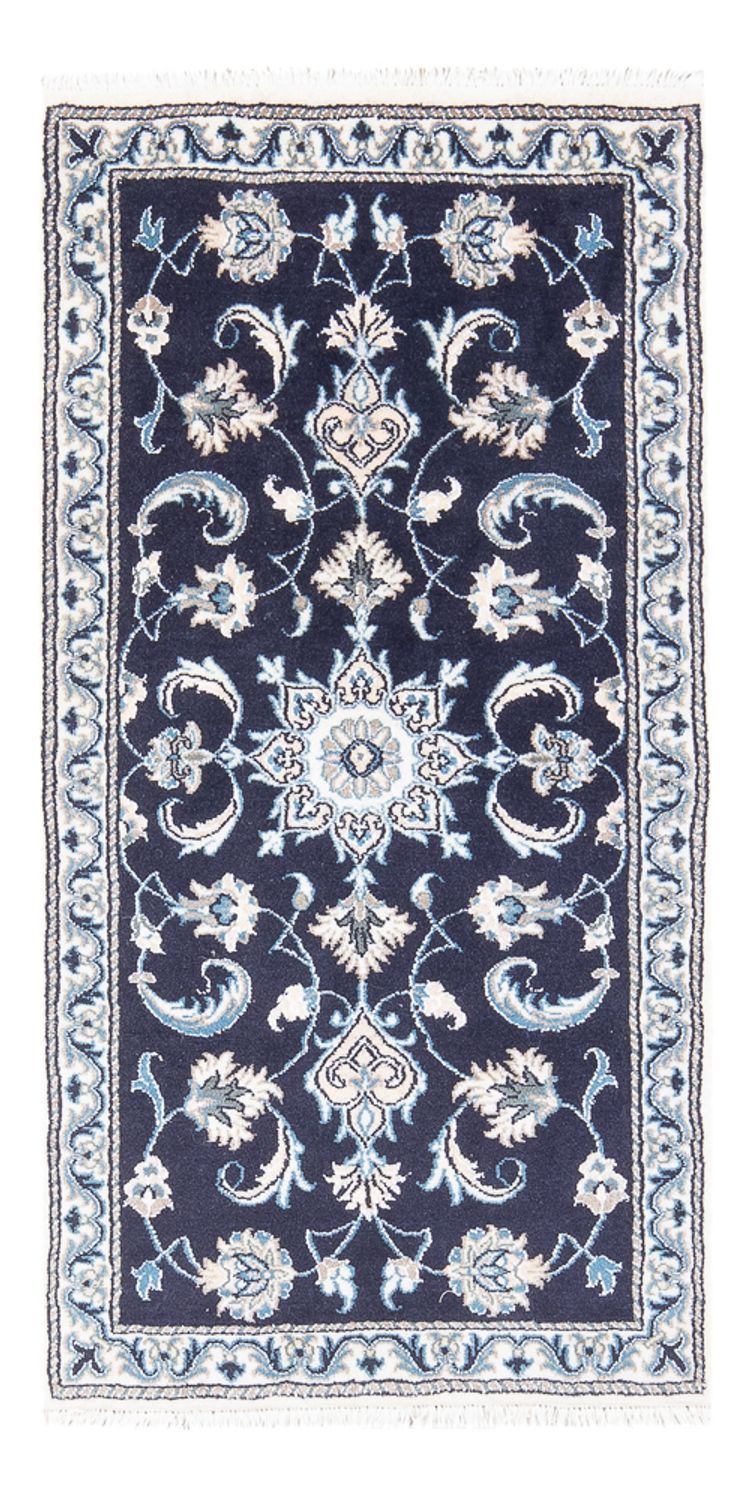 Tapis persan - Nain - 140 x 70 cm - bleu foncé