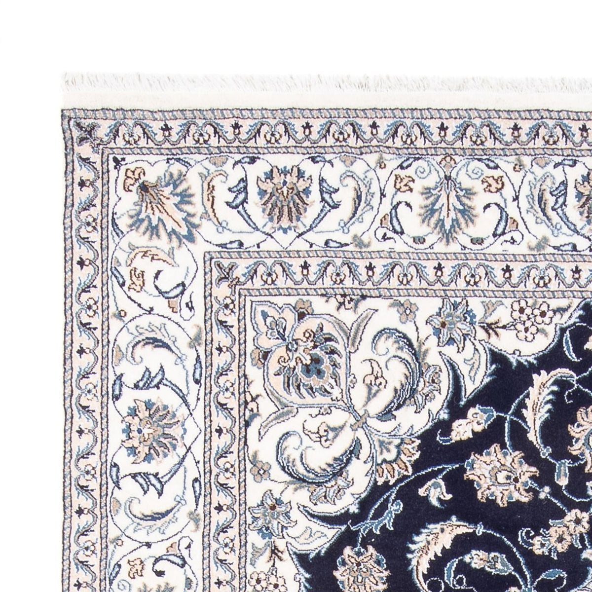 Tapis persan - Nain - 301 x 197 cm - bleu foncé
