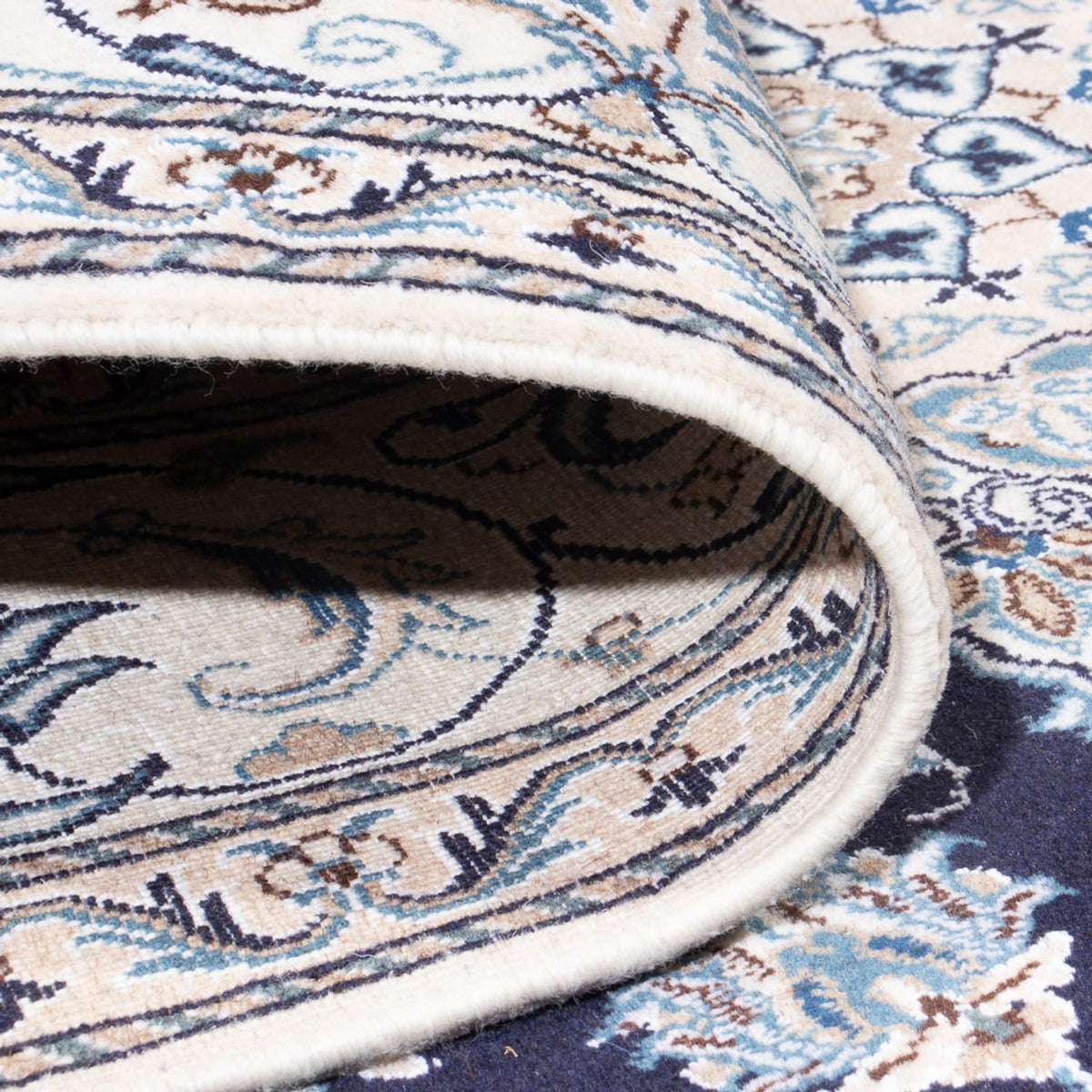 Tapis persan - Nain - 301 x 197 cm - bleu foncé