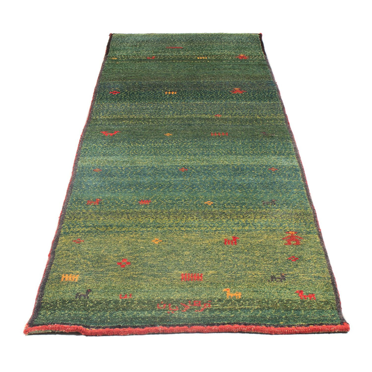 Tapis de couloir Tapis Gabbeh - Persan - 270 x 75 cm - vert foncé