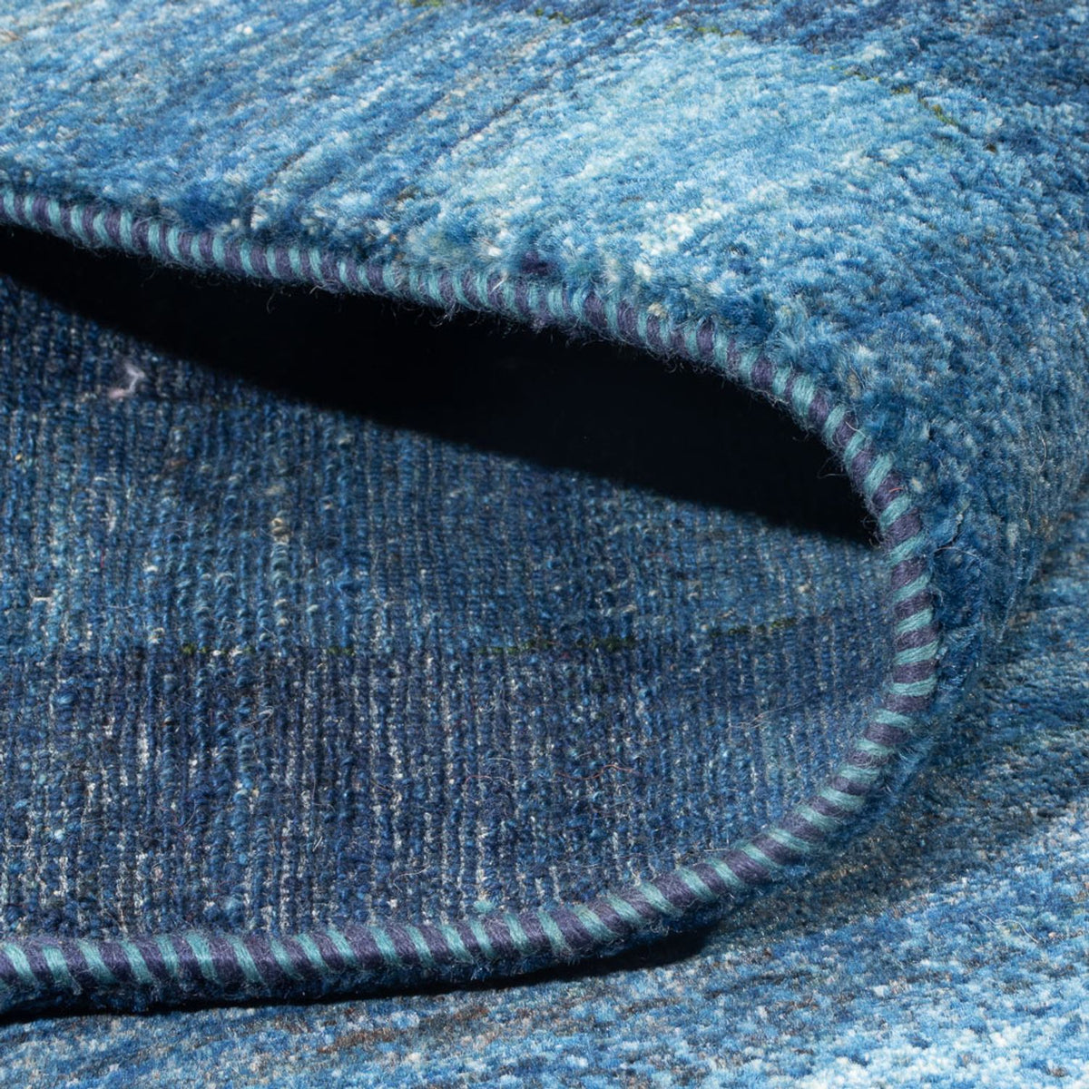 Tapis Gabbeh - Loribaft Persan - 225 x 186 cm - bleu de mer