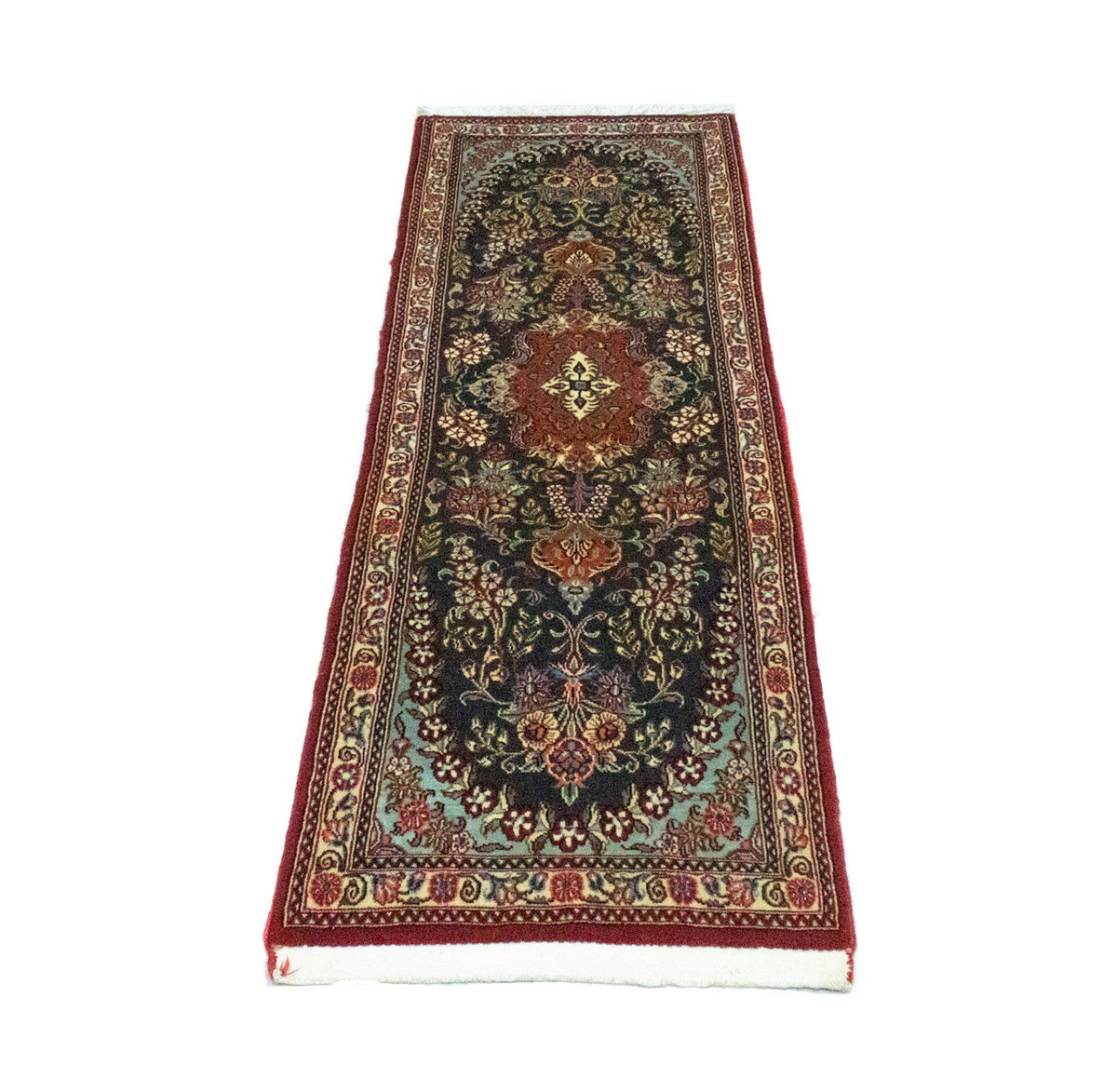 Tapis de couloir Tapis persan - Ghom - 159 x 49 cm - bleu