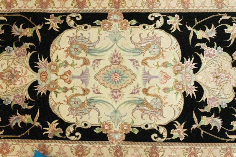 Tapis de couloir Tapis persan - Tabriz - Royal - 191 x 72 cm - noir