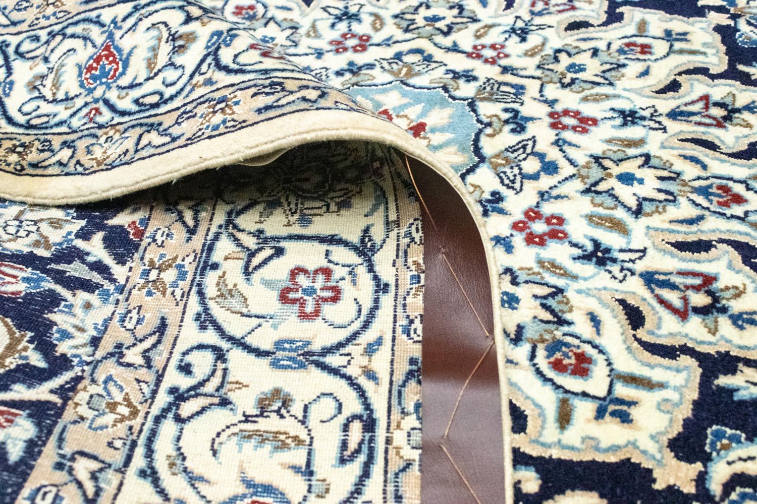Tapis persan - Nain - 215 x 130 cm - bleu foncé
