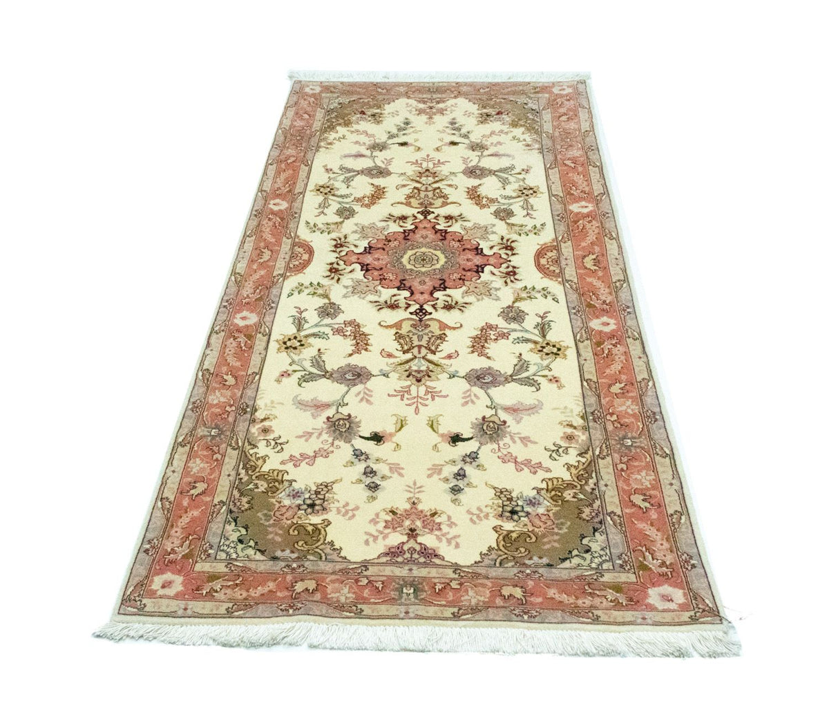 Tapis de couloir Tapis persan - Tabriz - Royal - 199 x 85 cm - beige