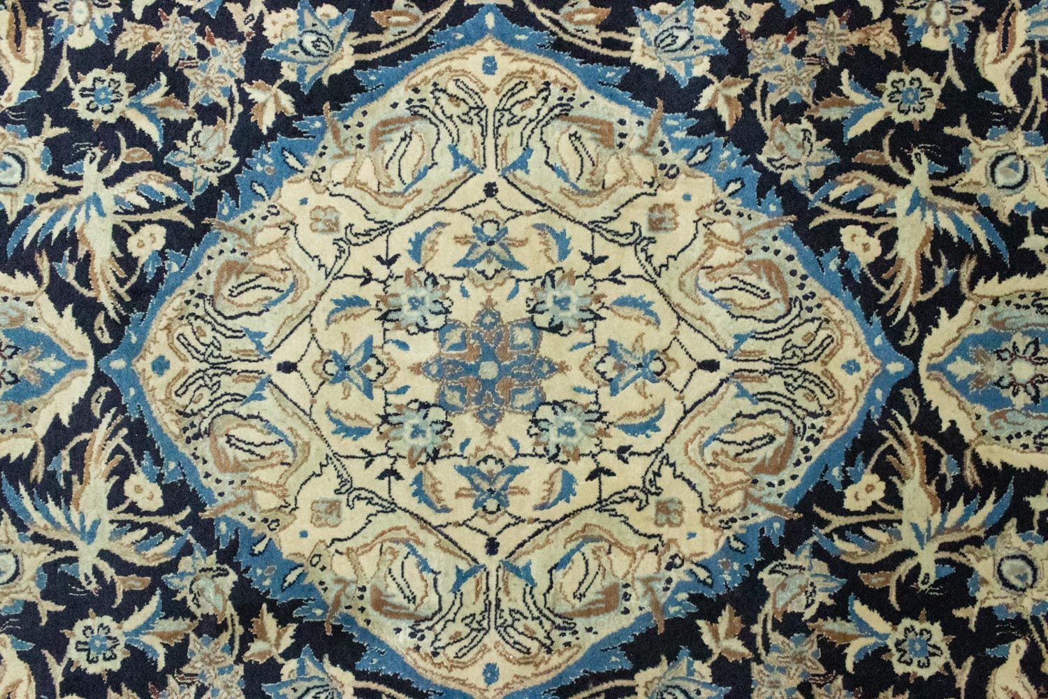 Tapis persan - Nain - 208 x 125 cm - bleu foncé
