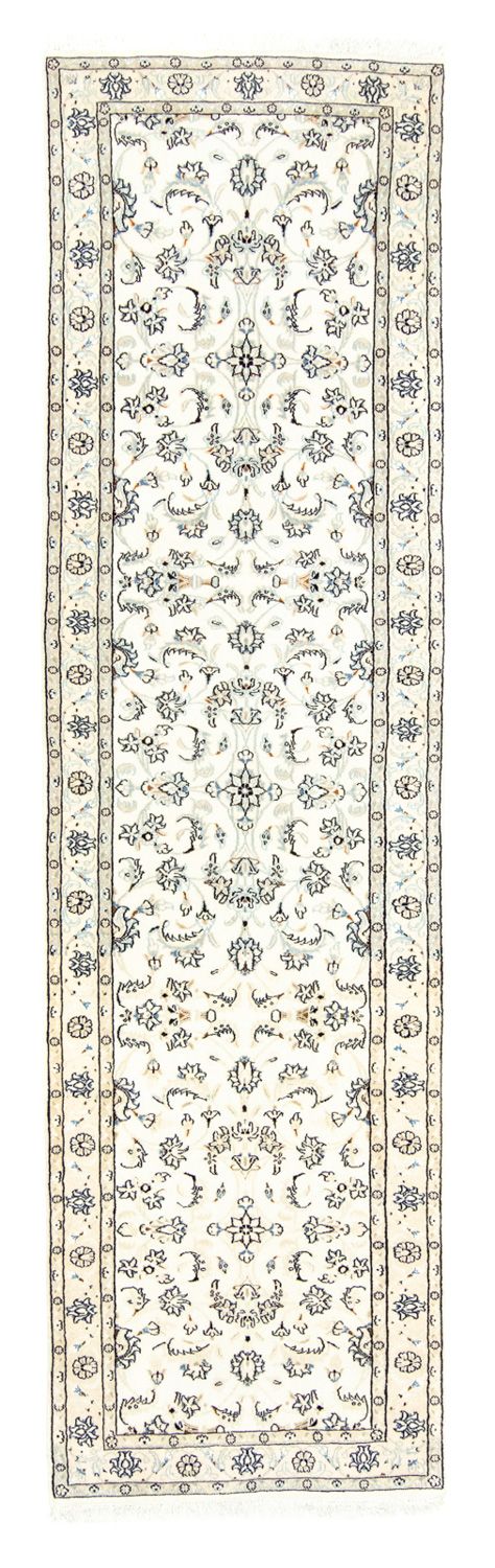 Tapis de couloir Tapis persan - Nain - Royal - 295 x 81 cm - blanc naturel