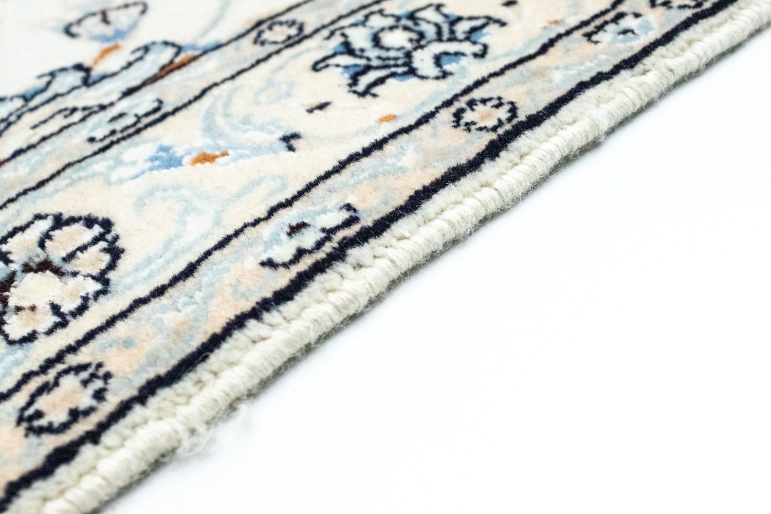 Tapis de couloir Tapis persan - Nain - Royal - 295 x 81 cm - blanc naturel