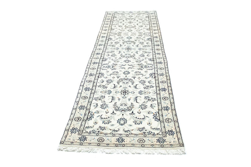 Tapis de couloir Tapis persan - Nain - Royal - 295 x 81 cm - blanc naturel