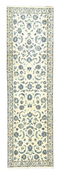 Tapis de couloir Tapis persan - Nain - Royal - 306 x 88 cm - blanc naturel