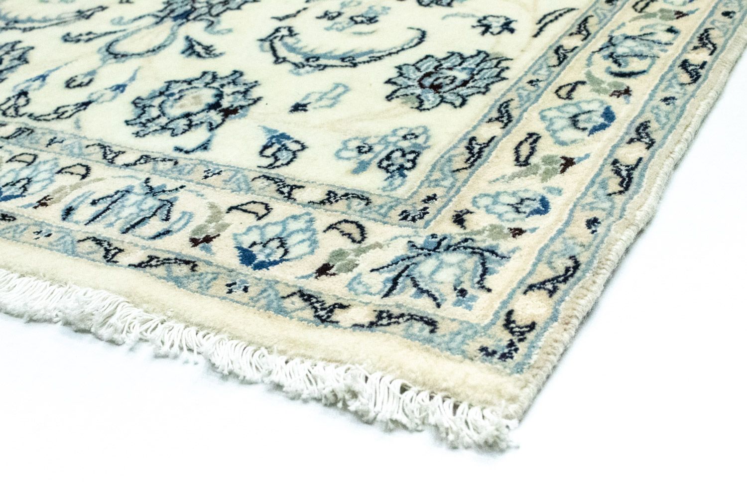 Tapis de couloir Tapis persan - Nain - Royal - 306 x 88 cm - blanc naturel