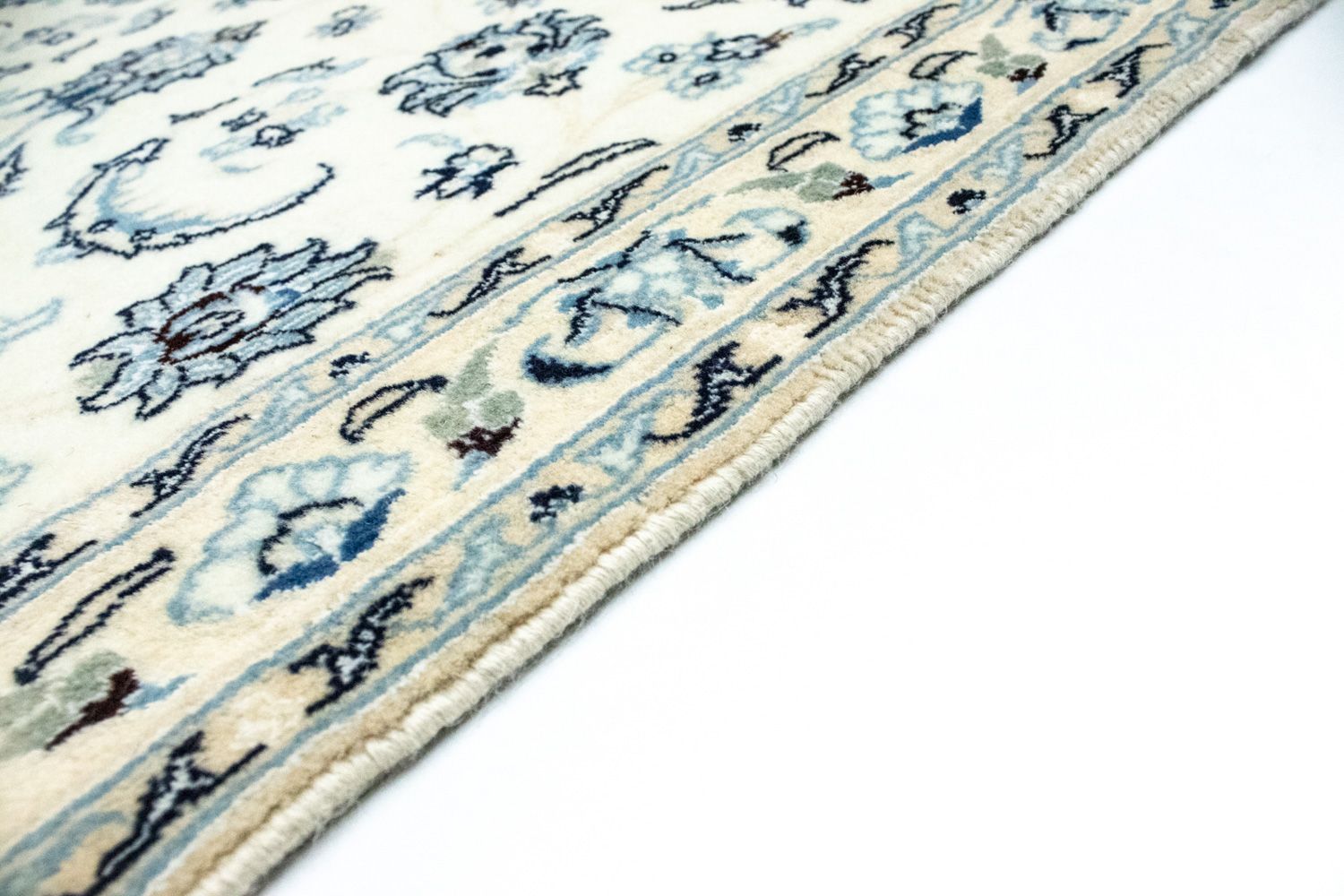 Tapis de couloir Tapis persan - Nain - Royal - 306 x 88 cm - blanc naturel