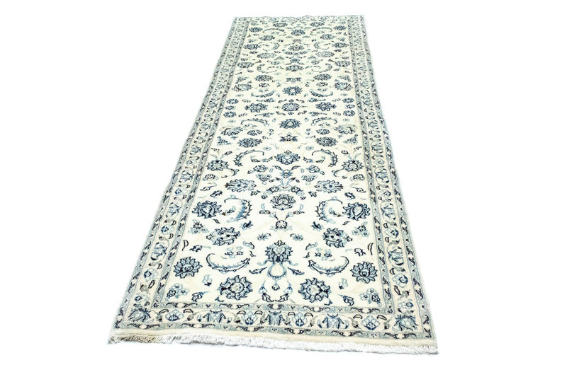 Tapis de couloir Tapis persan - Nain - Royal - 306 x 88 cm - blanc naturel