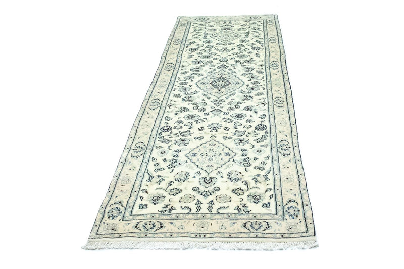 Tapis de couloir Tapis persan - Nain - Royal - 285 x 87 cm - blanc naturel