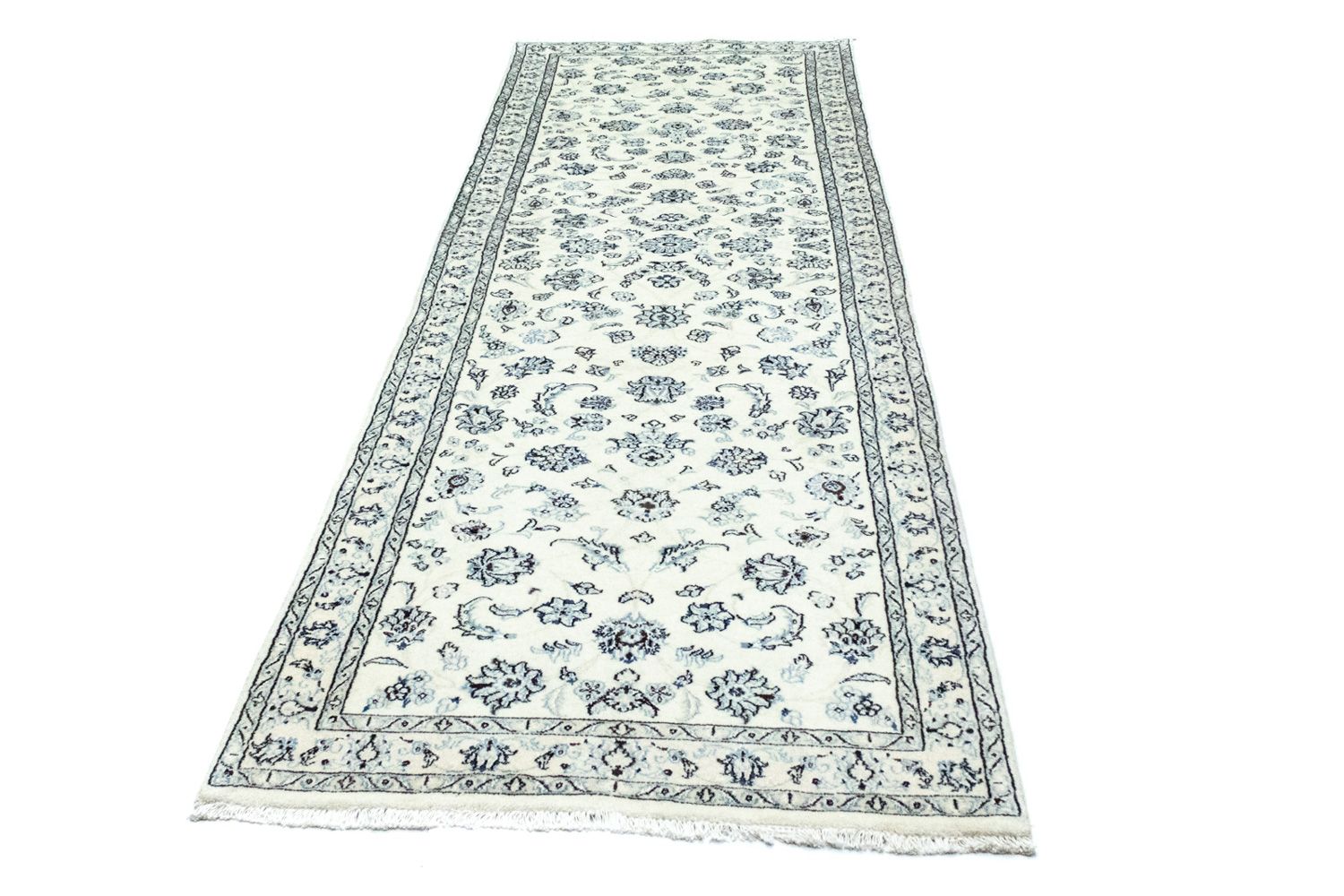 Tapis de couloir Tapis persan - Nain - Royal - 295 x 90 cm - blanc naturel