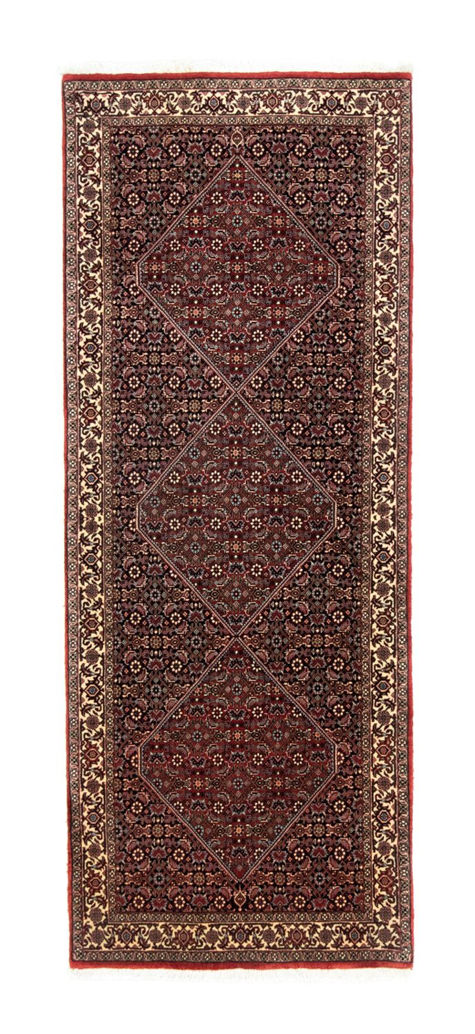 Tapis de couloir Tapis persan - Bidjar - 216 x 85 cm - rouge foncé
