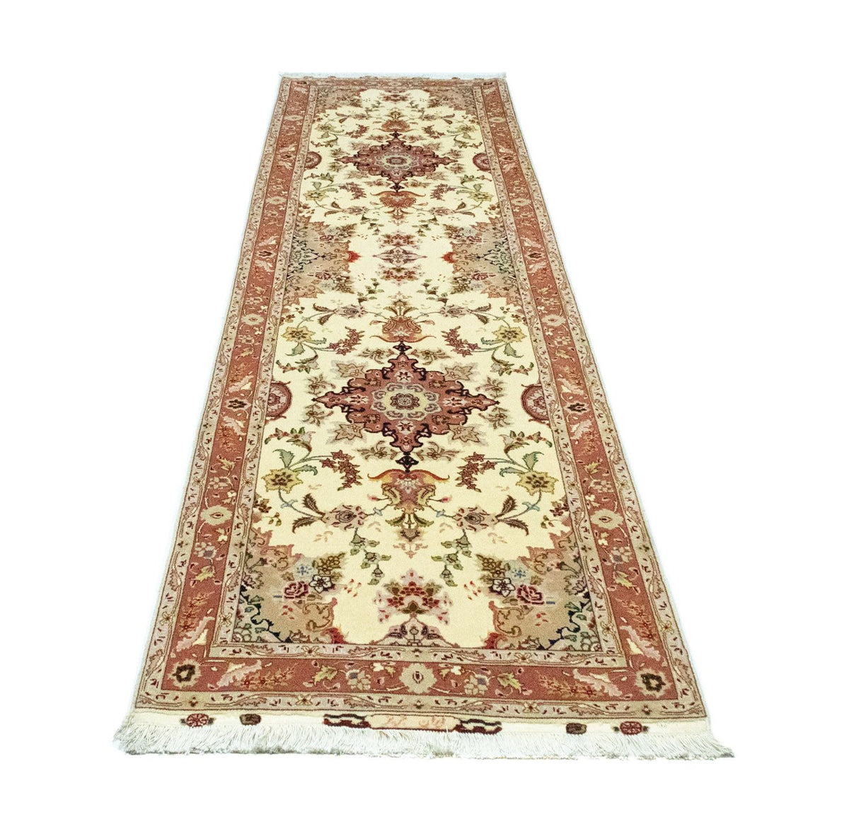 Tapis de couloir Tapis persan - Tabriz - Royal - 313 x 84 cm - beige