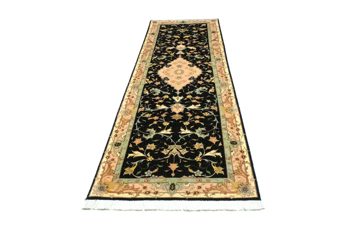 Tapis de couloir Tapis persan - Tabriz - Royal - 294 x 85 cm - noir