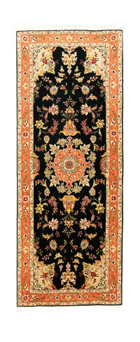Tapis de couloir Tapis persan - Tabriz - Royal - 215 x 83 cm - noir
