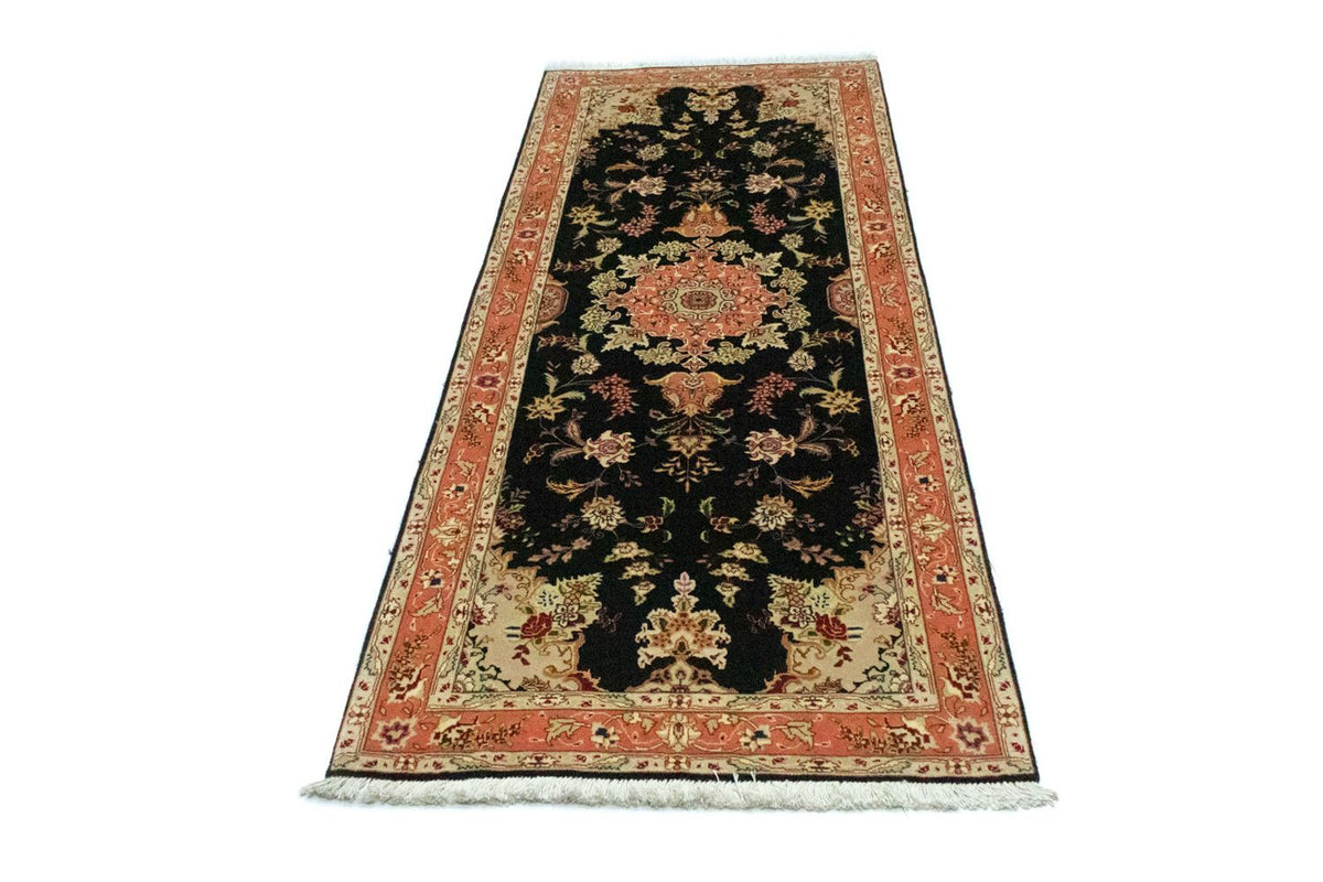 Tapis de couloir Tapis persan - Tabriz - Royal - 215 x 83 cm - noir