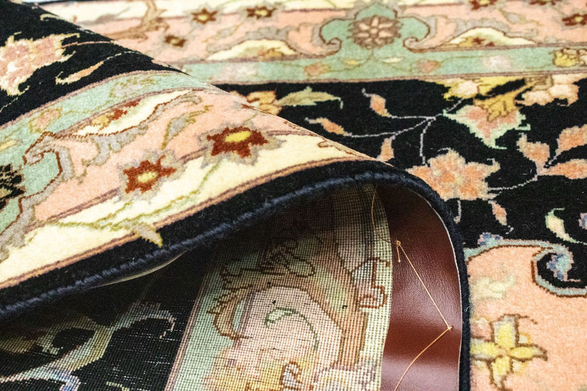 Tapis de couloir Tapis persan - Tabriz - Royal - 290 x 84 cm - noir