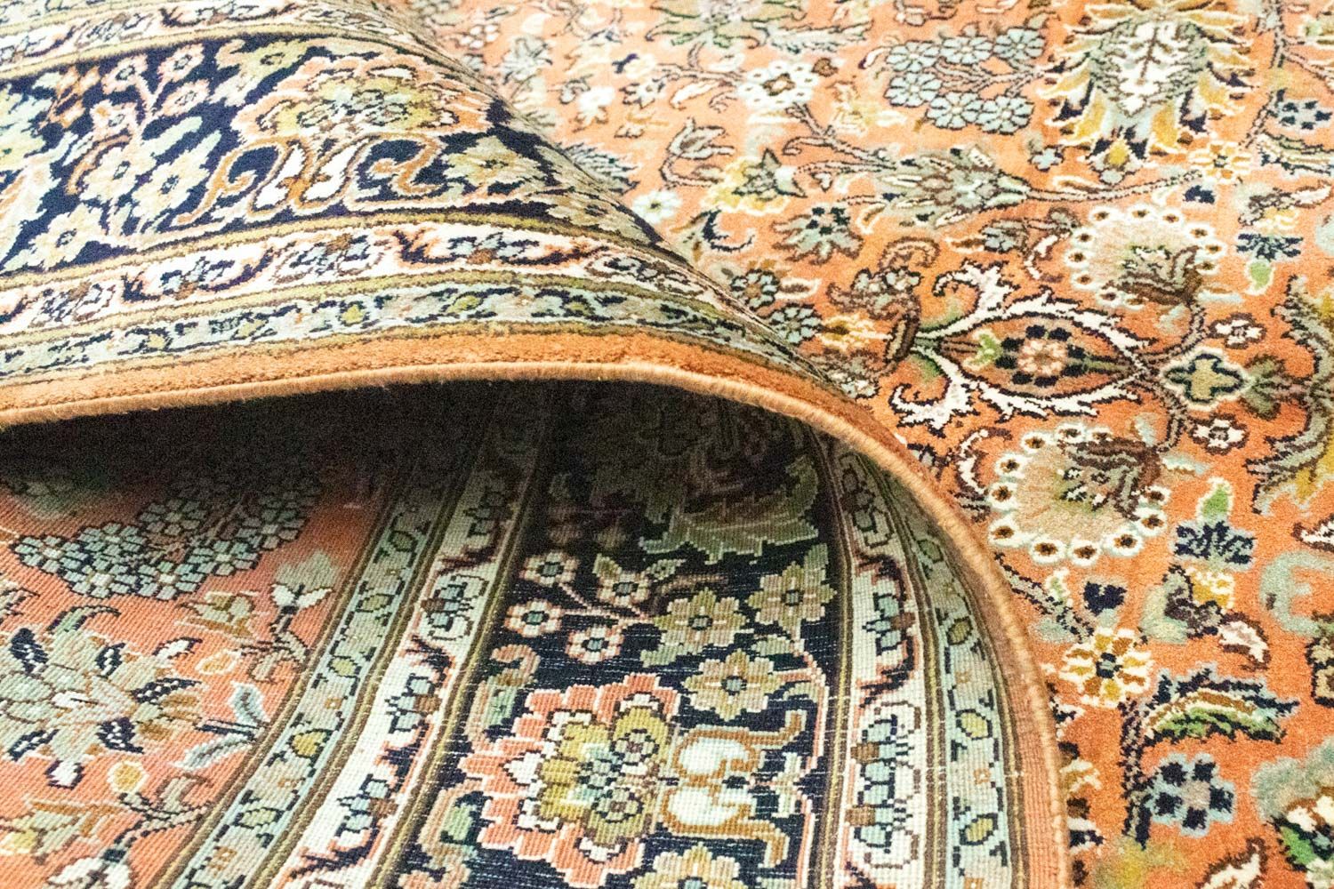 Tapis en soie - Soie du Cachemire - 181 x 130 cm - rouille