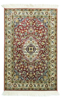 Tapis en soie - Soie du Cachemire - 95 x 63 cm - rouge