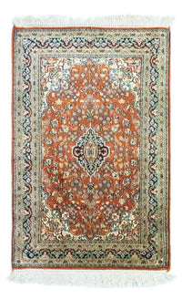 Tapis en soie - Soie du Cachemire - 94 x 63 cm - rouille