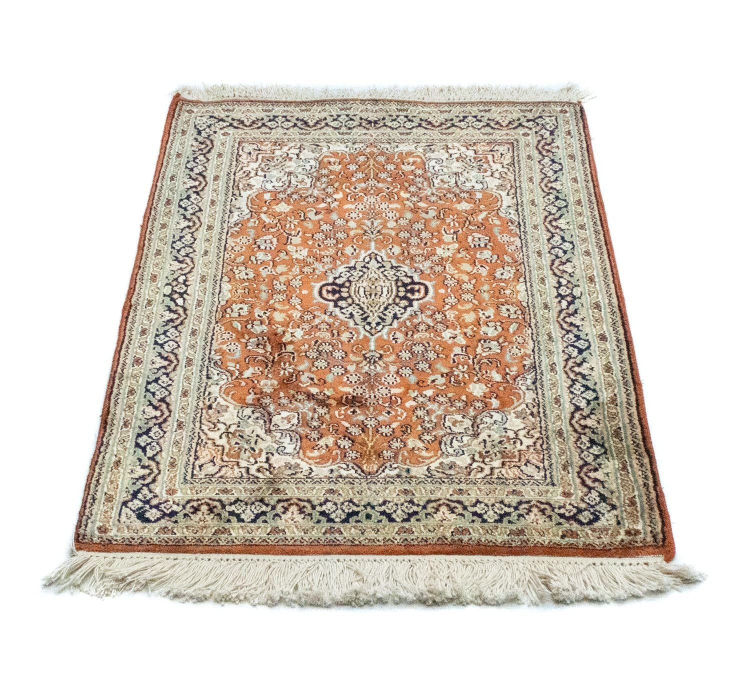Tapis en soie - Soie du Cachemire - 94 x 63 cm - rouille